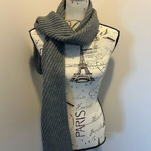 New All Saints One Size Acrylic Wool Ribbed Knit Traveling Scarf Gray NWT $79